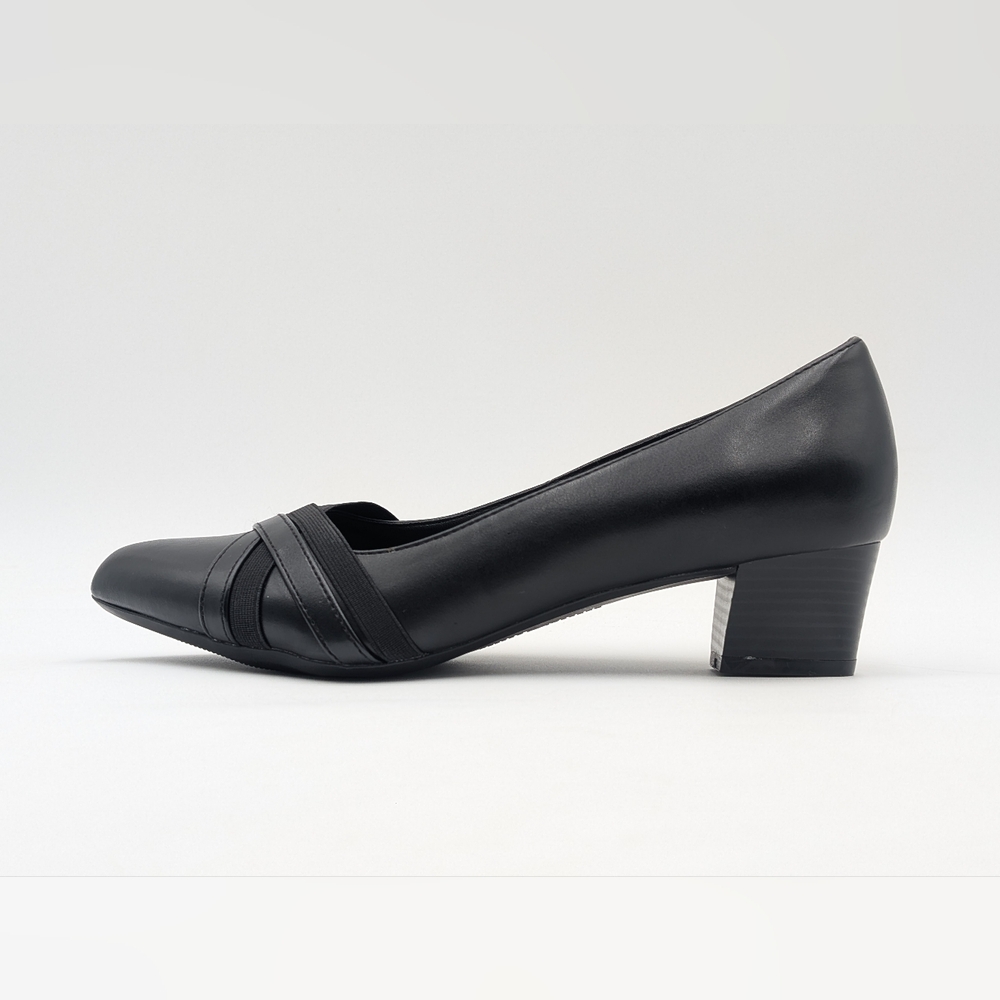 NWT Andrew Geller Olena 8.5W Block Heel Black Criss-Cross Vamp Cushioned Sole - Picture 3 of 17